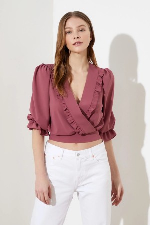 Belted Ruffle Detailed Blouse