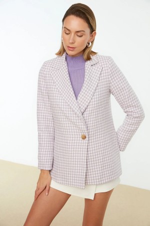 Lilac Button Blazer Jacket