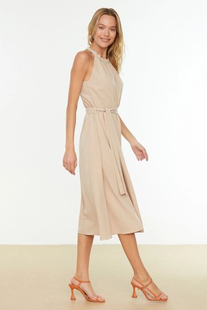 Belted Plain Dress