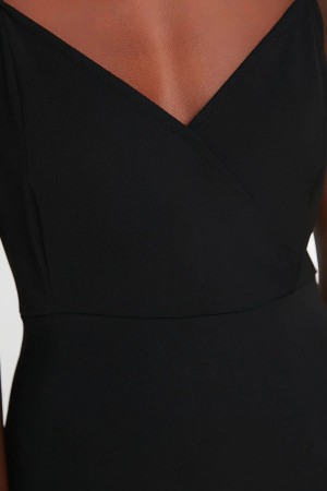 Black Double Breasted Collar Dress