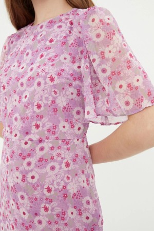 Flower Pattern and Chiffon Dress