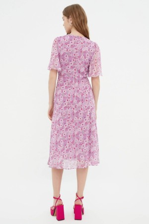 Flower Pattern and Chiffon Dress