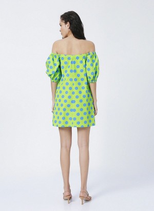 GREEN SPOTTED DRESS