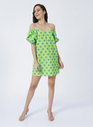 GREEN SPOTTED DRESS