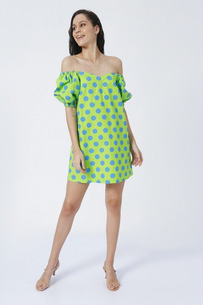 GREEN SPOTTED DRESS