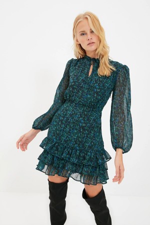 Patterned Ruffle Dress